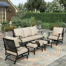 5Piece Patio Furniture Set 7 Seat Outdoor Conversation Set for Lawn Garden,Beige