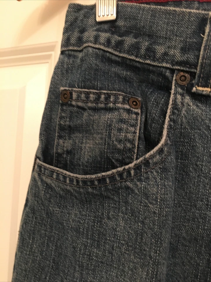 复古 Mossimo 牛仔裤男孩 14 直筒棉混纺牛仔中号水洗二手状况完好! — 第 3/4 张图片