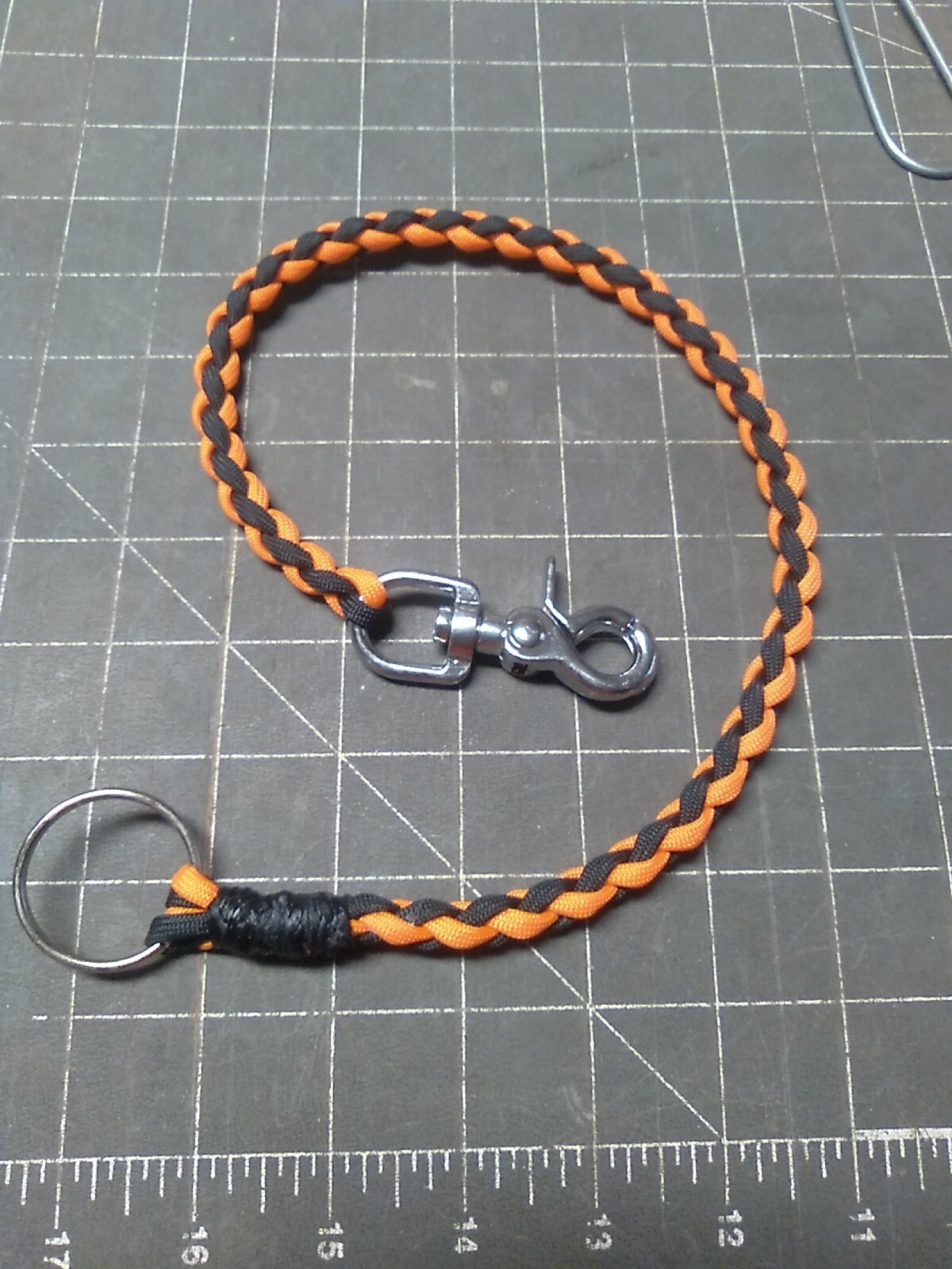 Black & Neon Orange Paracord Wallet Chain - Heavy-Duty Biker Leash by Stitch-image