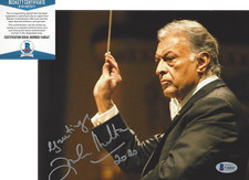 CONDUCTOR ZUBIN MEHTA SIGNED 8x10 PHOTO 3 THREE TENORS PAVAROTTI BECKETT COA BAS