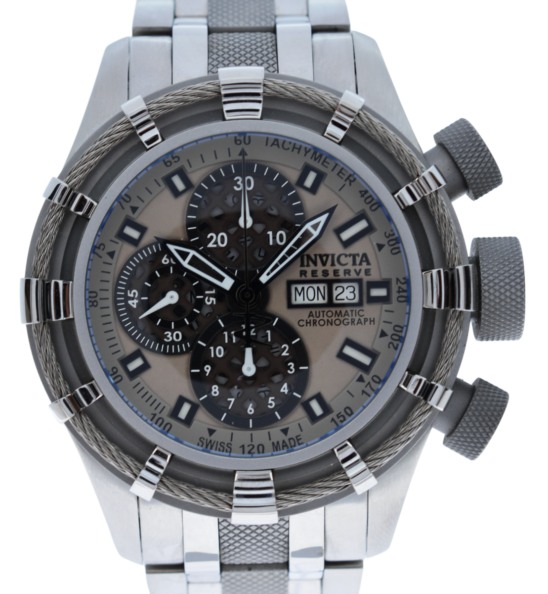 Men's 50mm Invicta Reserve Bolt Automatic SW500 Brown Dial Watch