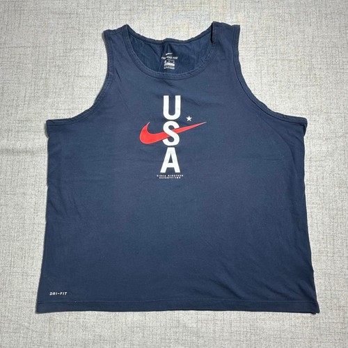 Nike USA Shirt Mens Size XL Dri Fit Since 1972 Swoosh Blue Tank Top