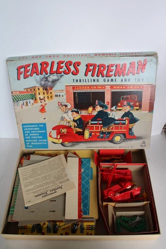 Vtg 1957 Hasbro Hassenfeld Fearless Fireman Firefightert Game w/ Box (VG Cond)