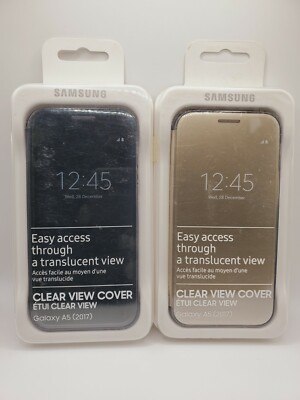 Samsung Clear View Cover Case For Samsung Galaxy A5 (2017) Black Or Gold 