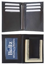 High Quality Bifold ID Card Holder Front Pocket Money Clip Mens Wallet Black