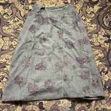 Vtg 90s 1010 Designs Floral Print Green Long Skirt Womens Size L