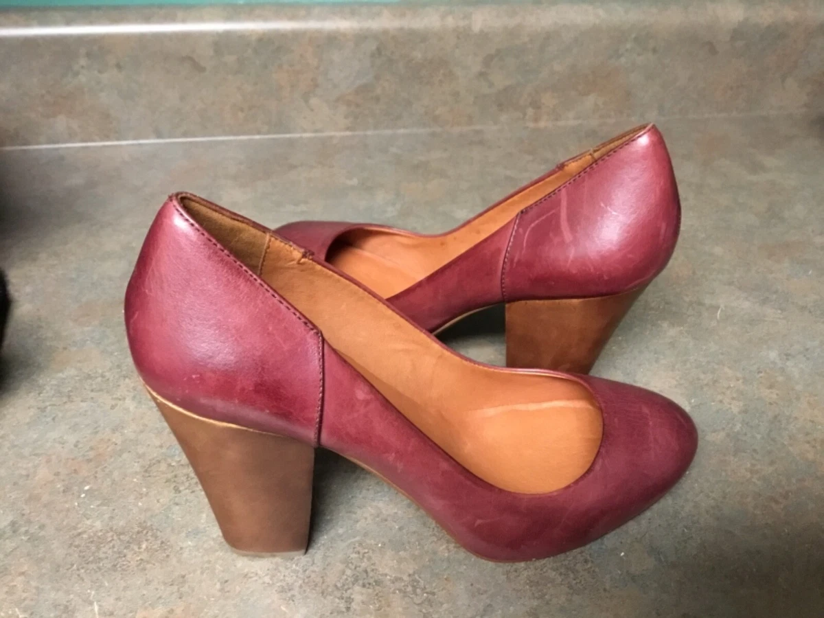 Women s MADEWELL Frankie Red Leather Heels Shoes Size 10 CON54