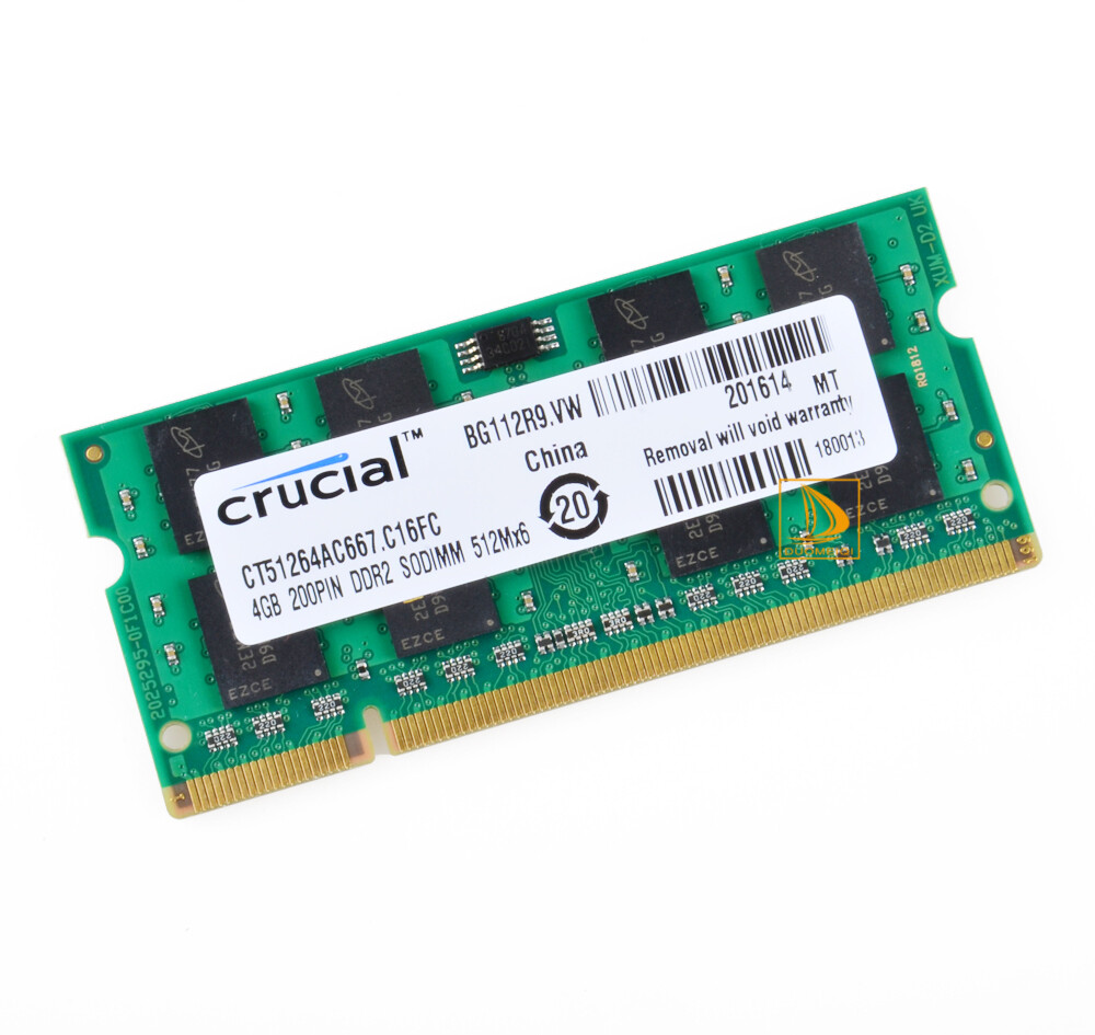 Siemens CPU Modulo RAM Crucial 4GB DDR2 667MHz PC2-5300S Per Notebook - 200 Pin, 1.8V, SODIMM, Nuovo Ram Ddr2 4gb