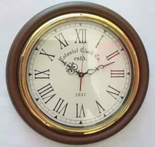 Wooden 12 inch Finish Brass Wall Clock 1937 London home décor item