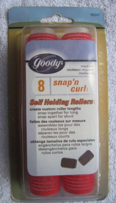 8 Goody Snap & Curl Self Holding Rollers Classic Hair Curlers Hook Large Medium