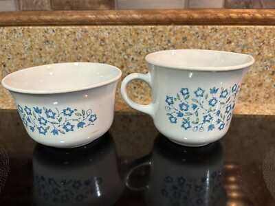 Corelle Blue Heather Creamer and Sugar Bowl Set