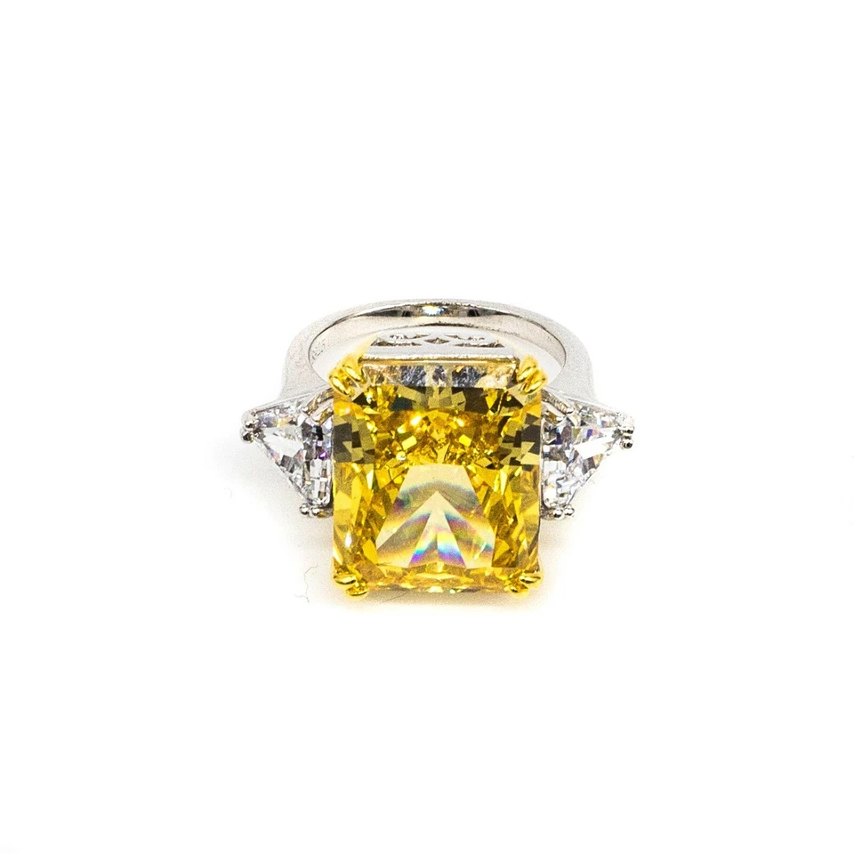 The Yellow Empress: anel folheado a ouro 18k de prata esterlina com zircão amarelo e branco - Imagem 4 de 4