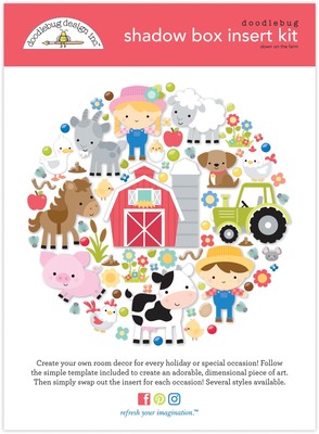 Doodlebug Design Shadow Box Kit 6/Pkg-Down On The Farm