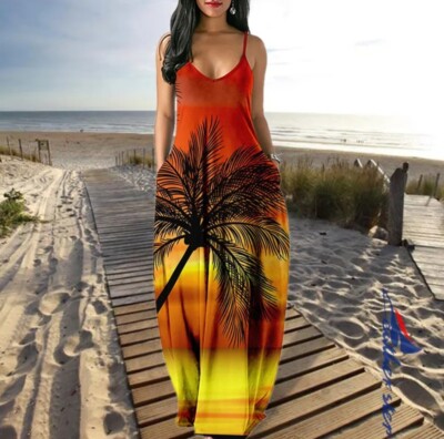 Women's long summer dress, strapless dress, summer design, size 4XL | eBay