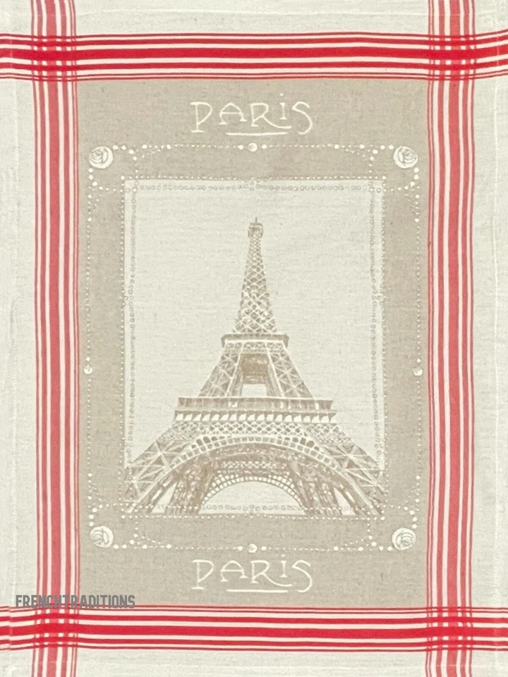 TISSUS TOSELLI French Jacquard Kitchen Dish Towel Eiffel Tower Paris - Made in France
