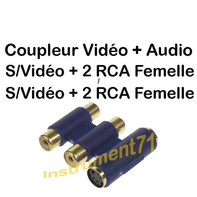 Coupleur s/Vidéo Femelle 4 Pins + 2 RCA Femelle Surmoulée Capot Plastique - Photo 1/1