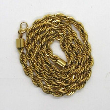 Gold Tone Twisted Rope Chain Necklace 22" Long 1/4" thick