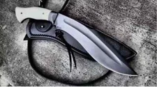Custom Handmade Carbon Steel Full Tang Hunting Fixed Blade Kukri Bowie Knife