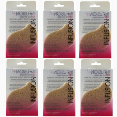 Infusion+Alm Exfoliating Facial Sponge + almond infused - 6 PACK