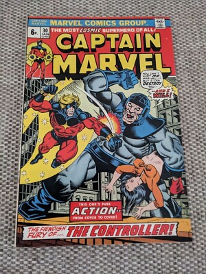 Captain Marvel #30 - Marvel Comics - UK Variant - January 1974 FN 