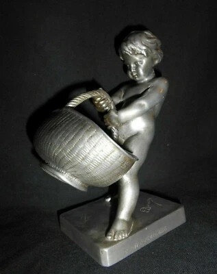 ALUMINIUM SCULPTURE STATUE ENFANT AU PANIER LOUIS ERNEST BARRIAS BARDEDIENNE - Photo 1/4