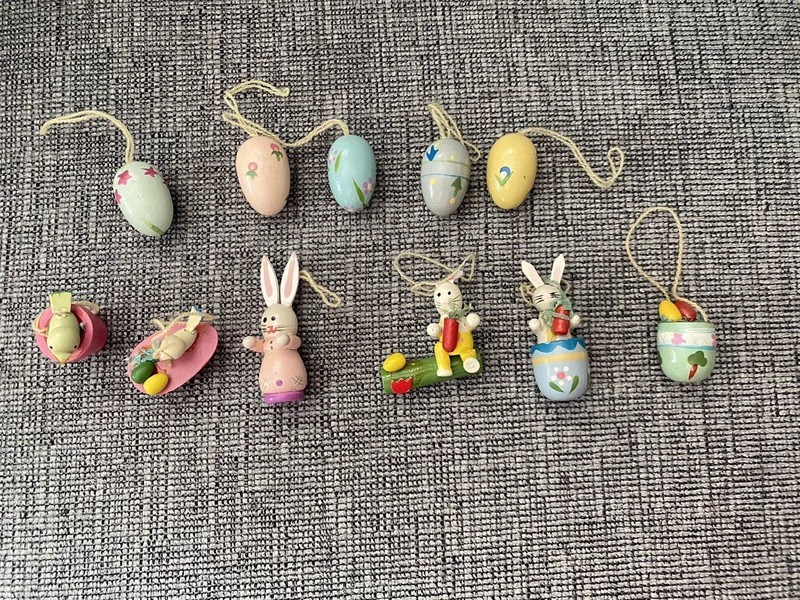Vintage Wooden Easter Ornaments 