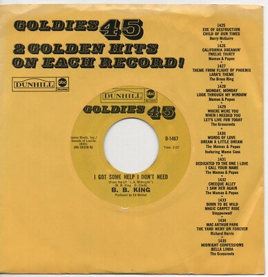 B.B. KING i got some help i don't need*sweet sixteen 1970's US DUNHILL RE 45