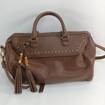 Vintage - Olivia and Joy Brown Barrel Purse Satchel Handbag Top Handle Bag