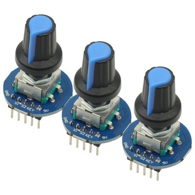 3Pcs Round Audio Rotating Potentiometer Knob Cap EC11 with Switch Rotary Encoder