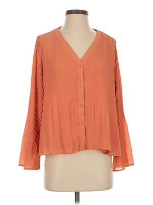 Amisu Women Orange Long Sleeve Blouse S