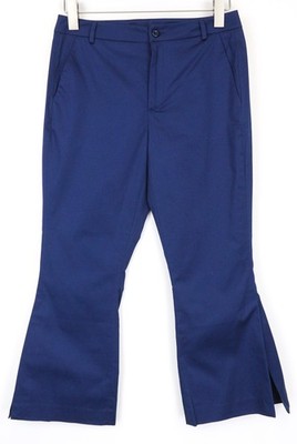 Frankie Morello Dorothee Damenhose UK10 Blau Gekürzte Schlag Baumwolle