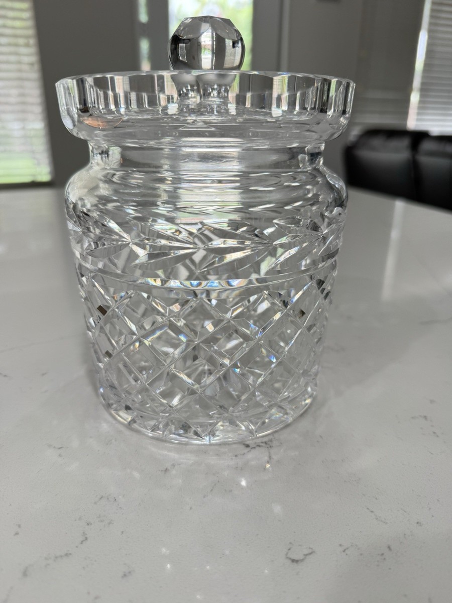 WATERFORD CRYSTAL GLANDORE BISCUIT BARREL COOKIE JAR WITH LID 