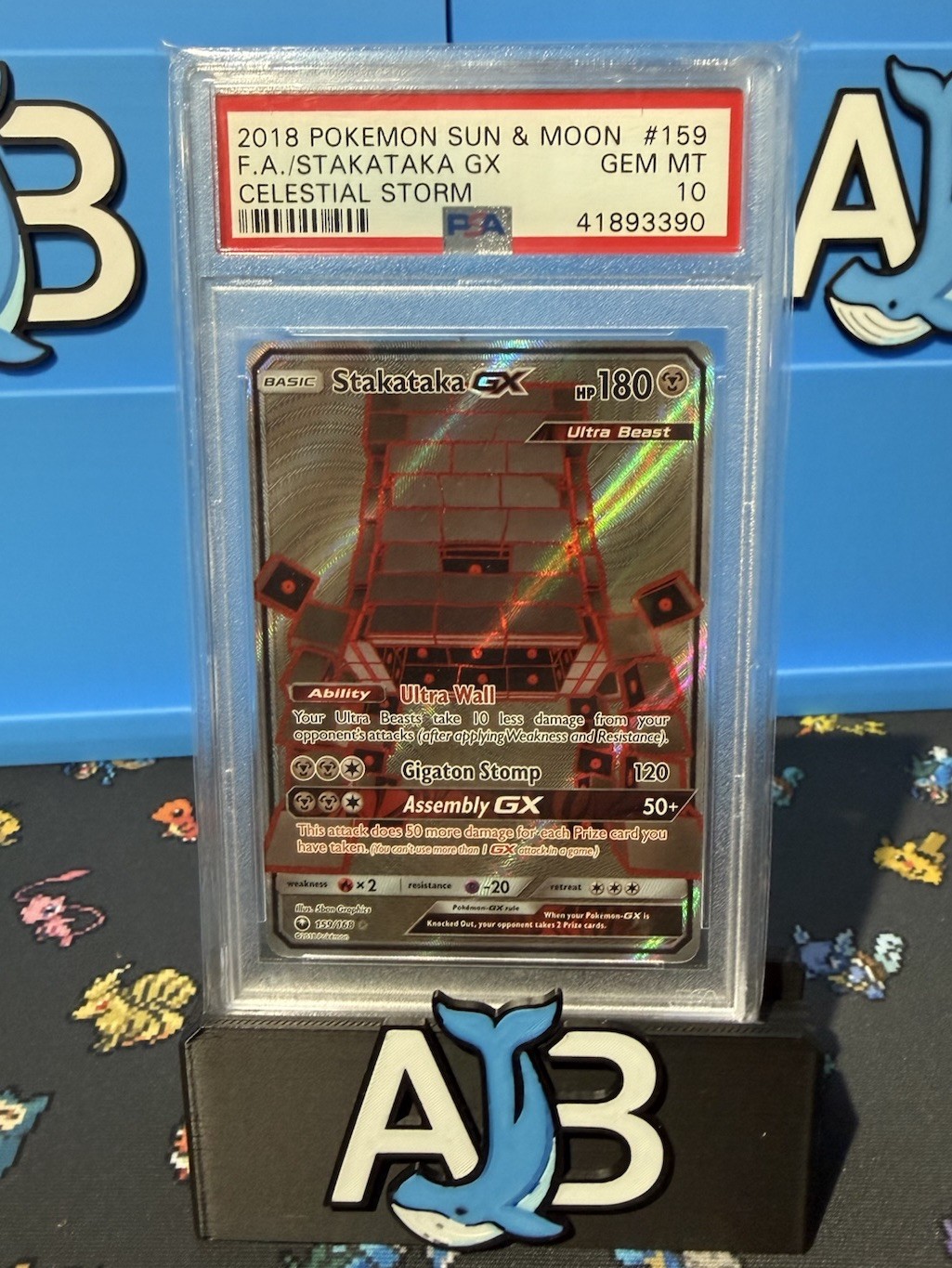 PSA 10 2018 POKEMON SUN & MOON CELESTIAL STORM #159 FULL ART/STAKATAKA GX
