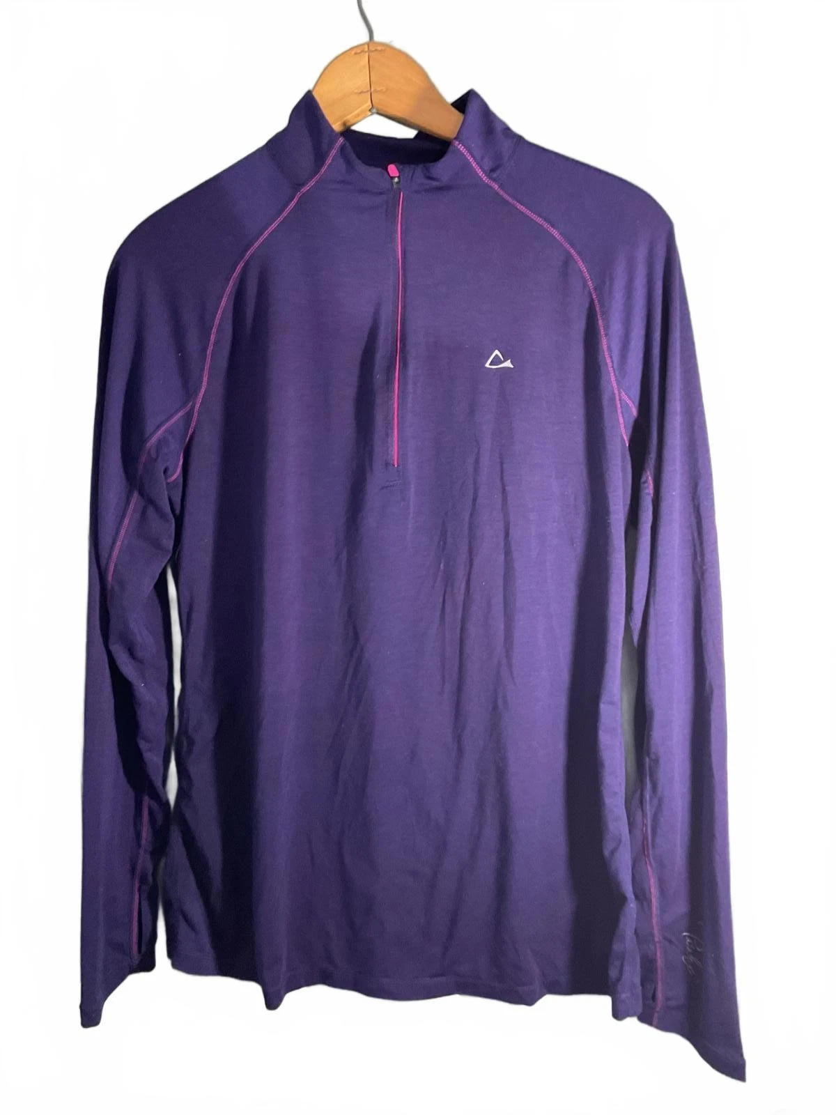 Paradox Purple Long Sleeve Base Layer Merino Blend Quarter Zip Pullover Large