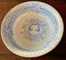 Antique Sarreguemines Parisia Small Blue & White Bowl, 1895