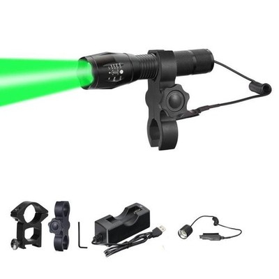 Predator Hunting Light Kit 1000 Lumen Green LED Flashlight Zoomable Black