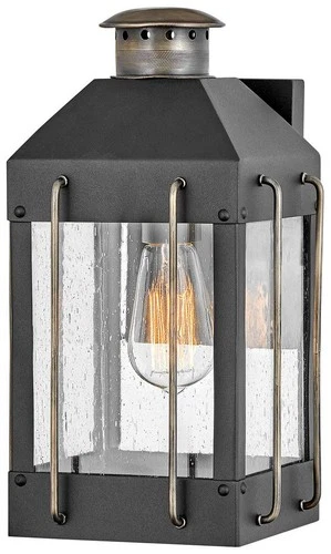 Fitzgerald 13 1/4" High Textured Black Outdoor Wall Light - Picture 1 of 2