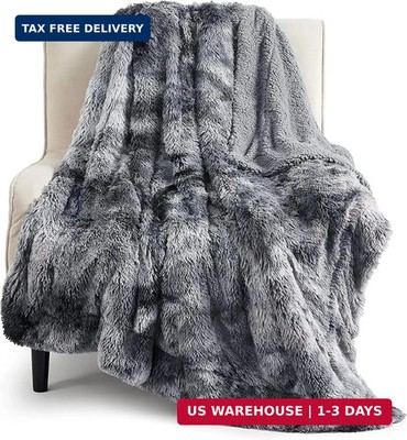 Bedsure GentleSoft Fluffy Fuzzy Faux Fur Throw Blanket for Couch, Soft Sherpa Fl