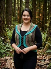 crochet handmade womans boho top vest festival shrug large xl dragon