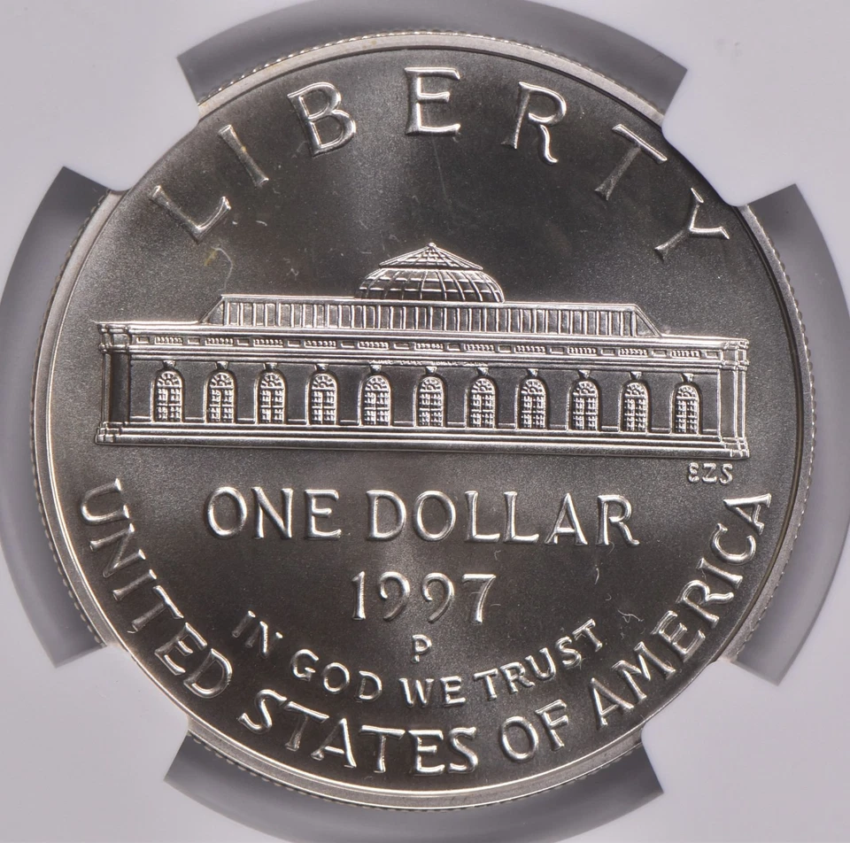 MS69 1997-P Botanic Garden Coin & Currency Commem. Silver Dollar NGC Brown *7178 - Image 4 of 4