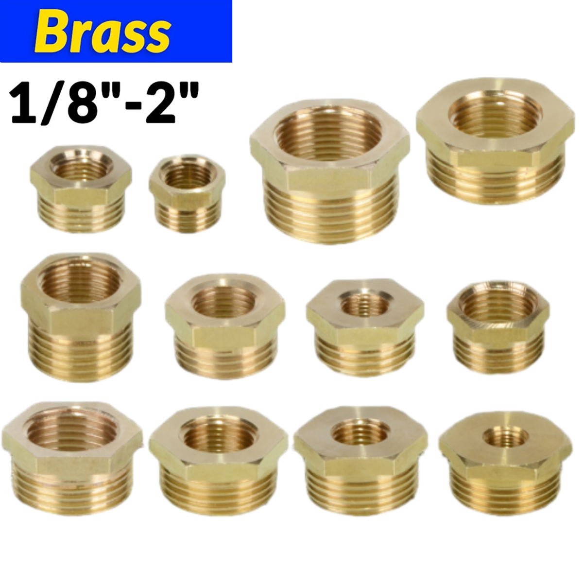 BSPFemaletoMaleThreadHexJointBrassReducingAdaptorGasAirWaterFuel