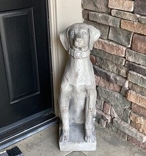 Sitting Dog Garden Statue Hollow Stone Cast Outdoor Sculpture Figurine 30 inch