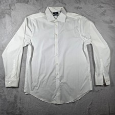 Calvin Klein Dress Shirt Mens L 16.5 34/35 White Slim Fit Non Iron Stretch Solid