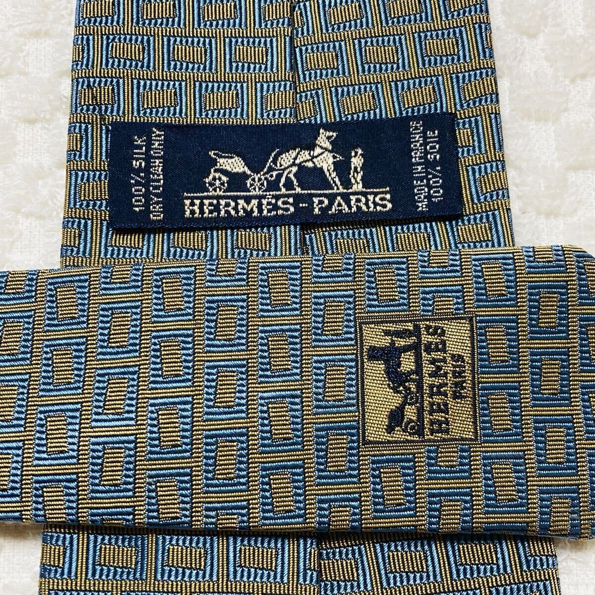 HERMES Tie Checkered Rectangular All Over Pattern… - image 6