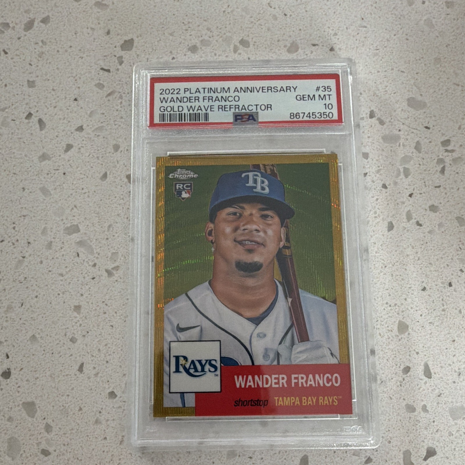 Topps 2022 Chrome Platinum Anniversary Wander Franco Gold Wave /50 RC #35 PSA 10
