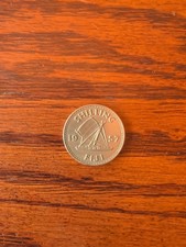 1957 Fiji Fijian One 1 Shilling Outrigger Boat 