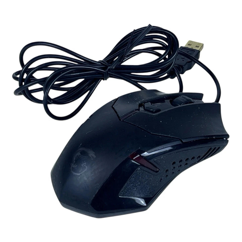 MSi Interceptor DS B1 Gaming Mouse 5 Button Wired Scroll Wheel Black Red Lights - Image 2 of 4