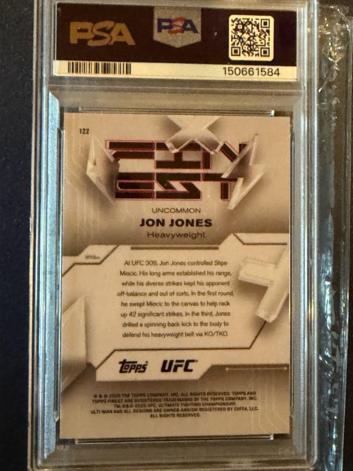 Topps 2025 Finest UFC Jon Jones Uncommon Purple Refractor #122 /200 PSA 10 view 2
