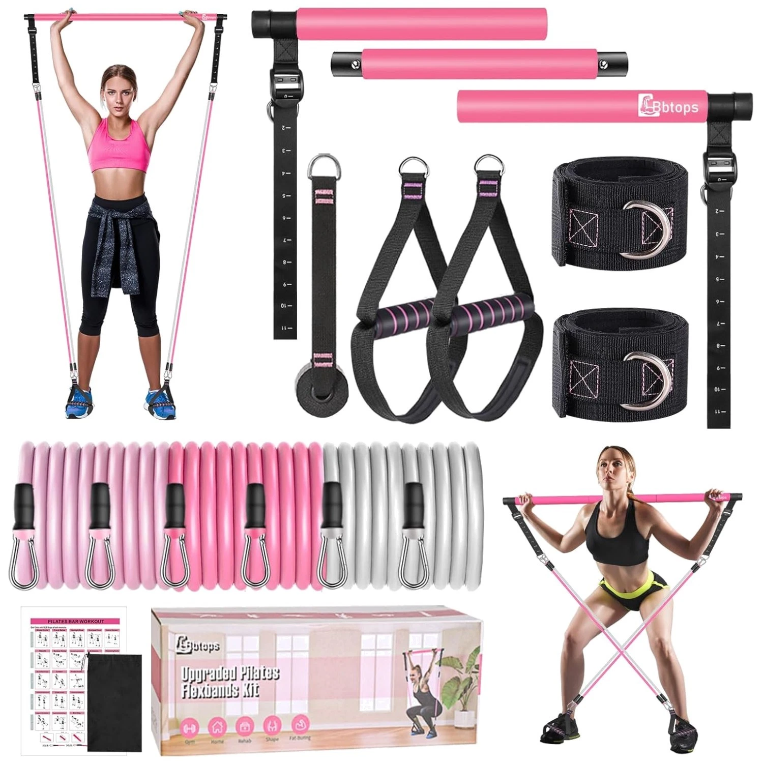 Upgraded Pilates Bar Kit with Resistance Bands