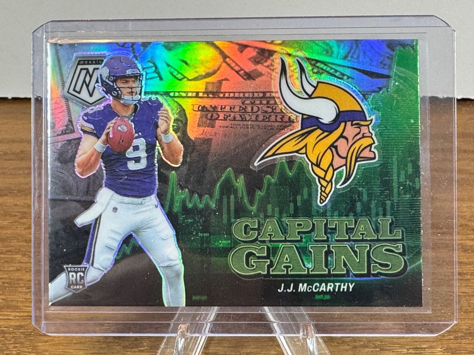 2024 Panini Mosaic - Capital Gains J.J. McCarthy #15 Silver Prizm (RC)